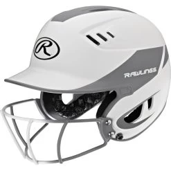 Rawlings Velo Two Tone Home Batting Helmet Softball Mask R16H2FG -Baseball Pro Shop R16H2FGS SIL 3quarterleft